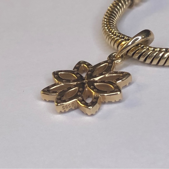 Pandora Solid 14k Lace Botanique Flower Charm Dangle G585 Ale - Picture 6 of 9